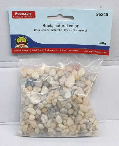 Natural rocks in various shapes and colors (2-8mm) for realistic hobby model scenery and decoration.