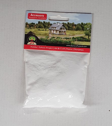 Realistic snow powder for model scenery, 3.6 cubic inches, perfect for adding winter detail to dioramas.