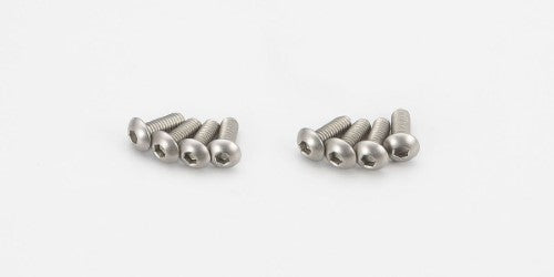 Set of 8 M3x8 titanium hex screws for RC cars, enhancing performance and durability in hobby projects.