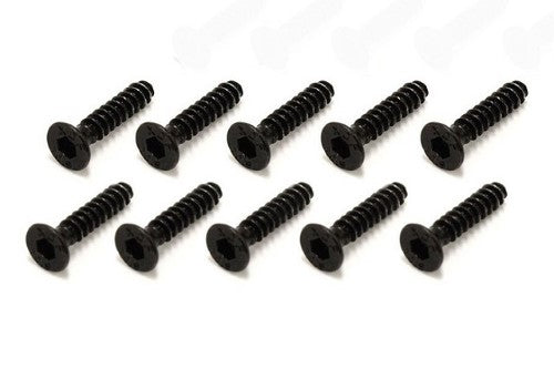 High-quality pack of 10 M2.6x12 hex flat head screws for RC models, ensuring precision and durability.