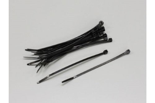 Kyosho small black cable ties, 18-pack, ideal for organizing RC hobby components with durability and a sleek design.