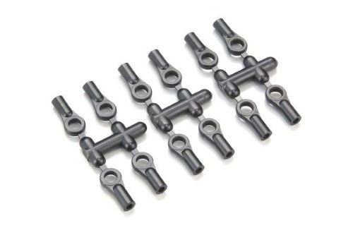 Set of 12 durable 5.8mm black ball ends for RC models, ensuring smooth articulation and precision performance.