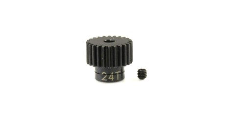 Kyosho 24T steel pinion gear 48DP designed for RC vehicles, enhancing performance and durability for racing and off-road use.