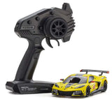 Kyosho MR-03 Corvette C8R in yellow, showcasing sleek design and superior handling for thrilling RC driving experiences.