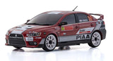 Kyosho MA-020 Lancer Evo X model with AWD, featuring adjustable gyro, VCS suspension, and 2.4GHz transmitter for superior drifting.