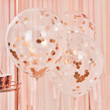 Mix It Up Giant Rose Gold And Blush Confetti Balloons 3PK
