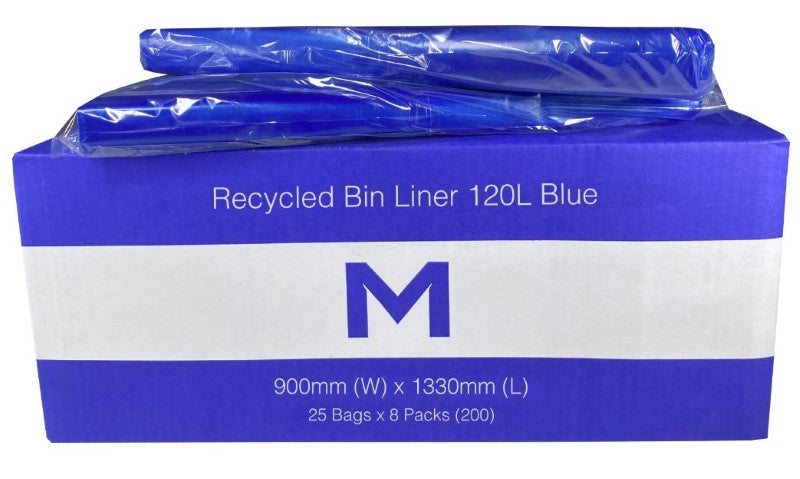 FP Recycled Bin Liner 120L - Blue, 900mm x 1330mm x 30mu (Box of 200)