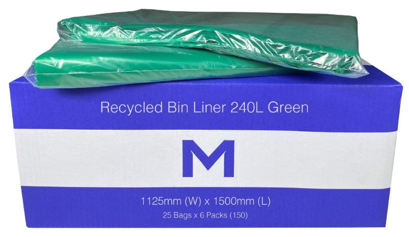 FP Recycled Bin Liner 240L - Green, 1125mm x 1500mm x 30mu (Box of 150)