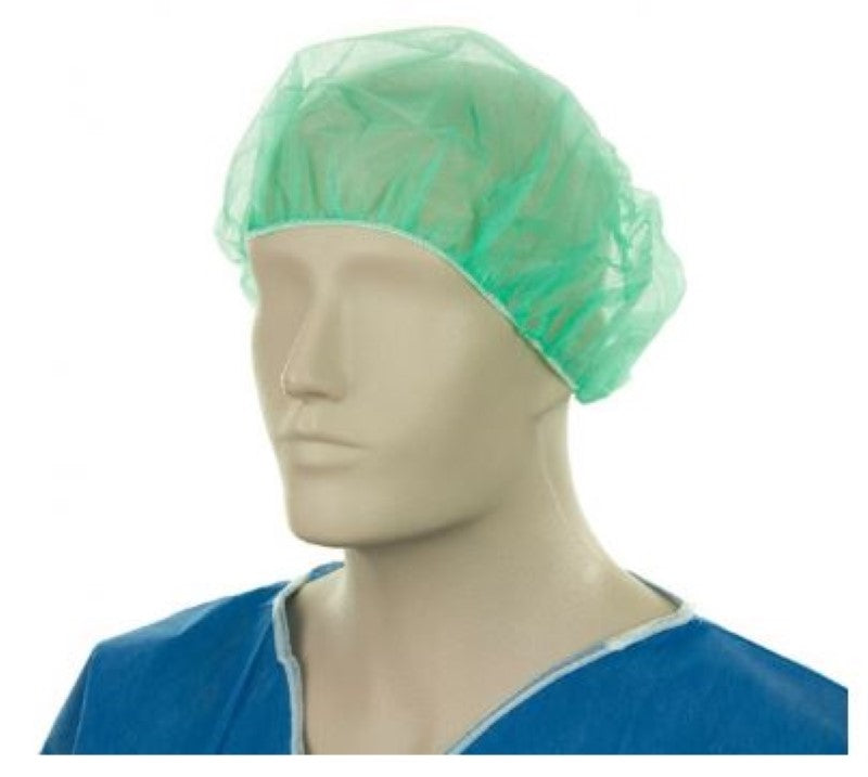 Polypropylene Bouffant Hats - Green Wide  (Box of 600) *For Larger Hair Styles