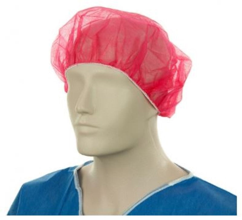 Polypropylene Bouffant Hats - RedWide  (Box of 600) *For Larger Hair Styles