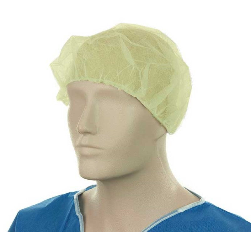 Polypropylene Bouffant Hats - Yellow Wide (Box of 600) *For Larger Hair Styles