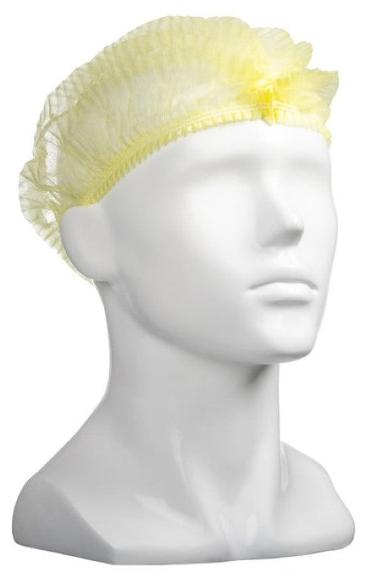 Polypropylene Crimp Hats - Yellow, 530mm Wide, 12gsm (Box of 1000)