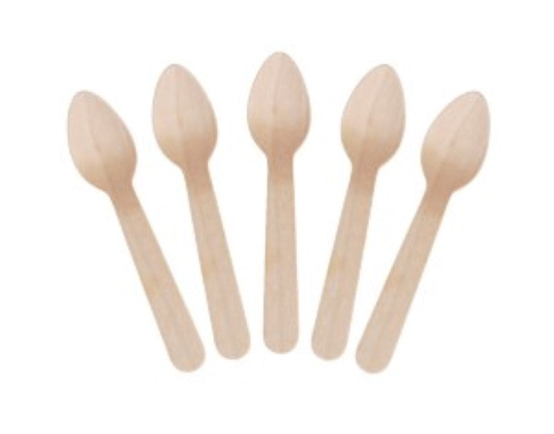 Wooden Teaspoon - Natural, 110mm Long (Box of 1000)