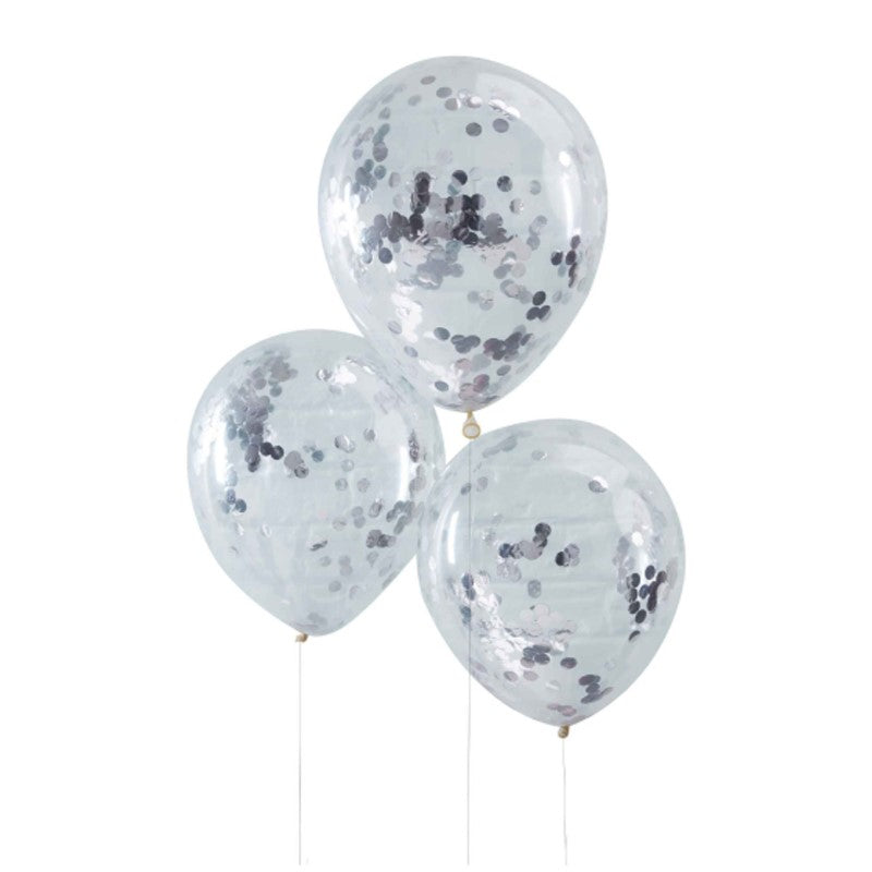 Pick & Mix Balloons Confetti Silver - Pack of 5