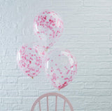 Pack of 5 pink confetti balloons, 12 inches, perfect for celebrations like birthdays and baby showers.