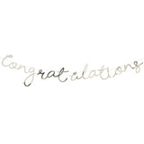 Elegant 1.5m gold foil 'Congratulations' backdrop for parties, perfect for weddings and graduations.