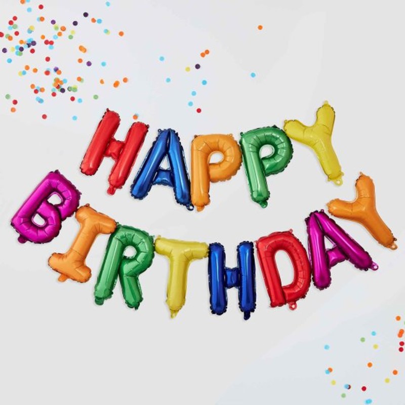 Rainbow Happy Birthday Bunting Balloons 16"