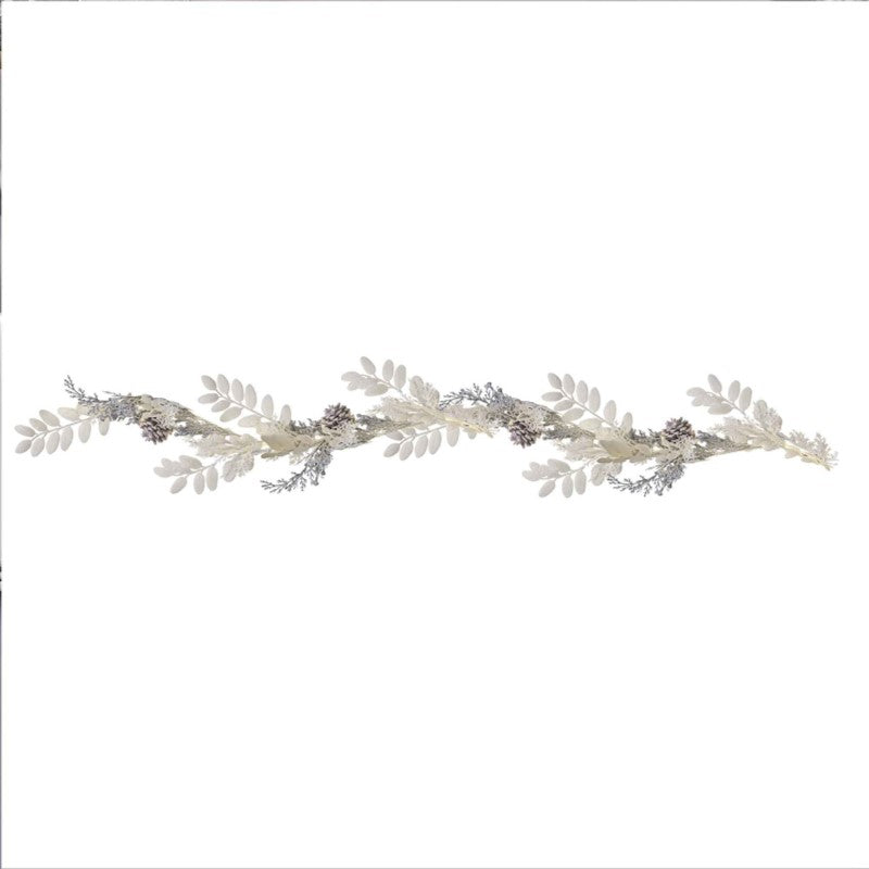 Silver Glitter Foliage Garland1