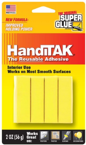 HandiTak Yellow Double Pack (56g), versatile glue for crafts, non-toxic, repositionable, mess-free bonding.