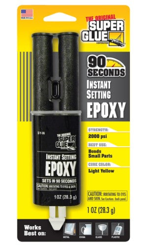 Fast-setting Hobby Glue - Epoxy adhesive cures in 90 seconds for strong, durable bonds on various materials.