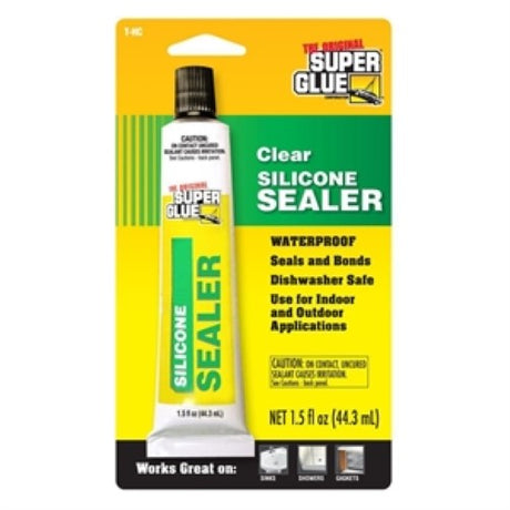 Clear silicone sealant 28.3g tube for crafts and repairs, dries crystal clear with strong, flexible, waterproof bonds.