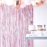 Matte pink fringe curtain backdrop, 2.2m high, perfect for party photos and decorations.