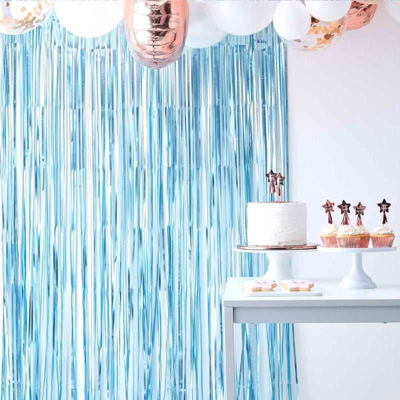 Matte Blue Fringe Curtain Backdrop 2.2m (H)