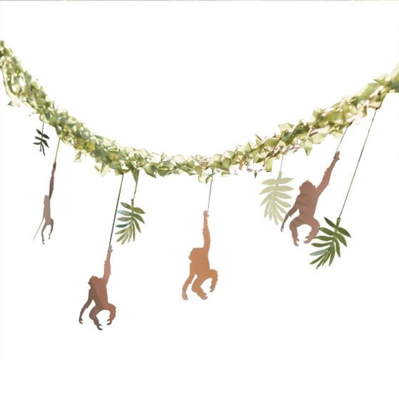 Wild Jungle Hanging Monkey & Leaf Jungle Backdrop 4m