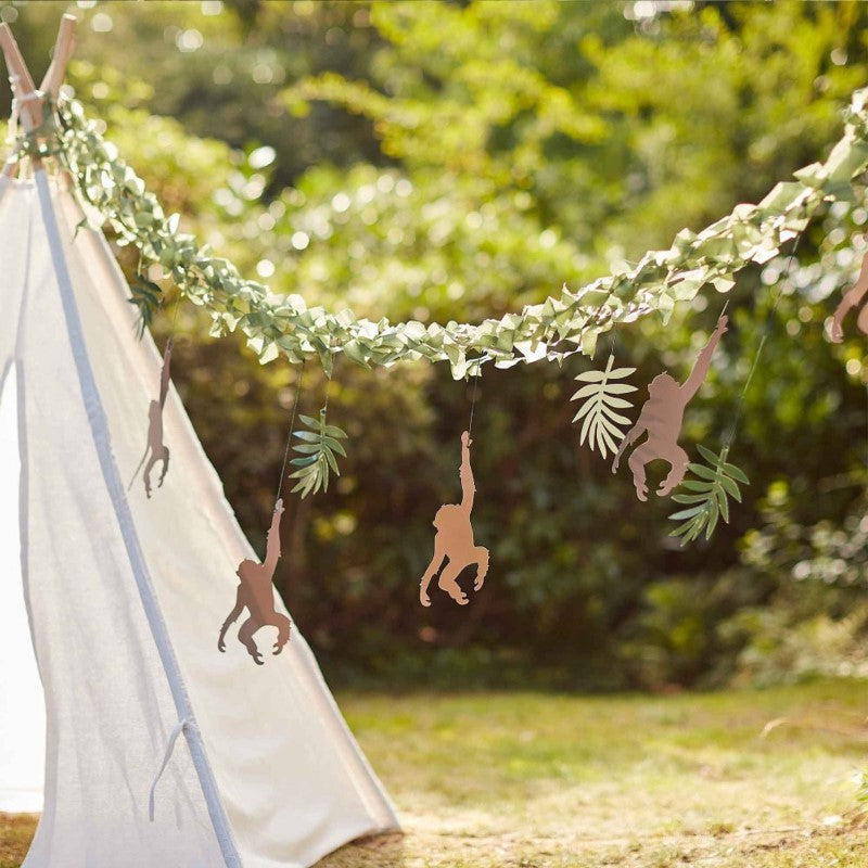 Wild Jungle Hanging Monkey & Leaf Jungle Backdrop 4m