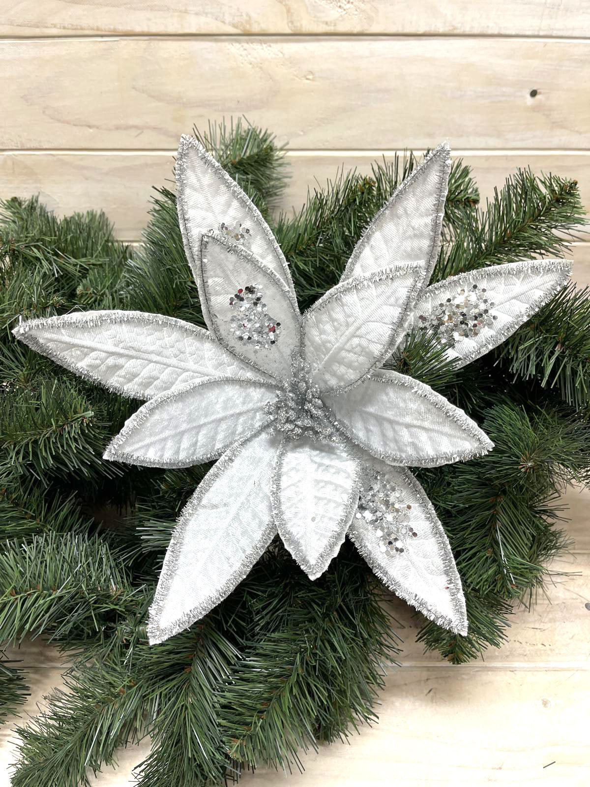 Artificial Flower -Long Petal Poinsettia Stem