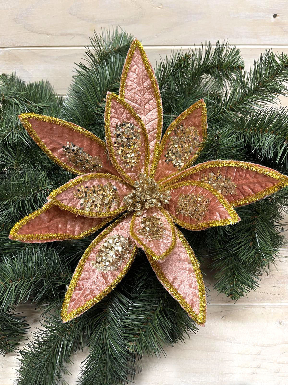 Artificial Flower -Long Petal Poinsettia Stem