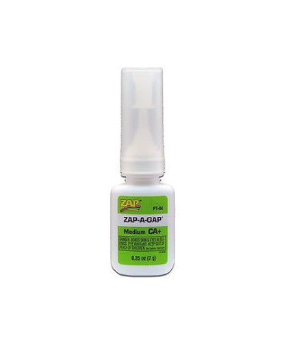 ZAP-A-GAP Hobby Glue in 7g bottle; ideal for crafts, models, and repairs with a precision applicator for mess-free use.