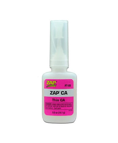 ZAP CAThin hobby glue in a 14.1g bottle, designed for precise, super bonding on multiple materials.