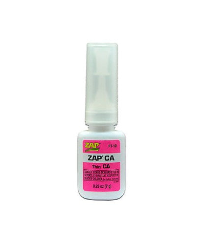 ZAP CA Thin Hobby Glue (7g) for strong, precise bonding on metal, wood, rubber, and more in DIY and crafting projects.