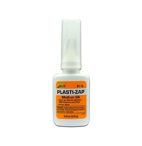 Plasti-Zap CA (9.35g) adhesive for strong, fast bonds on plastics and vinyl without damaging paint.