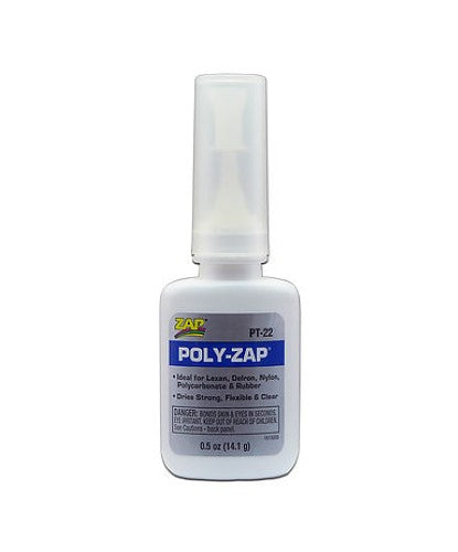 Poly-ZAP Hobby Glue (14.1g) for strong, clear bonds on various materials like Lexan, ABS, and fiberglass.