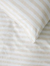 Luxurious King duvet cover set in Sand Charlie design, featuring reversible textured stripes and 100% cotton material.
