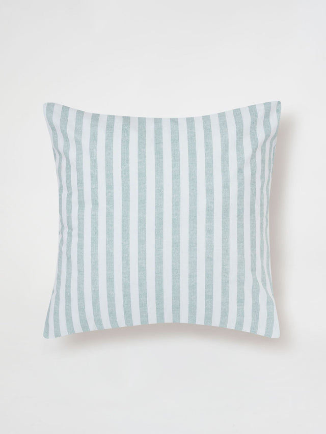 Mineral Charlie European Pillowcase by Nu Edition: 65x65cm, 100% cotton with textured stripe design in mineral and white.