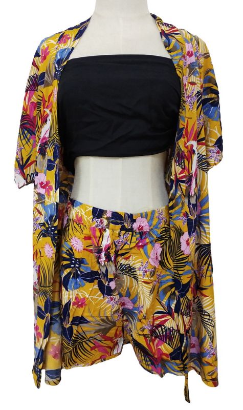 Shorts Set - Parrot on Monstera (Yellow)