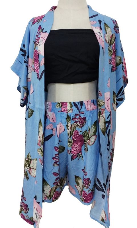 Shorts Set - Flowers on Blue