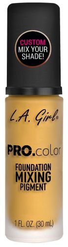 LA Girl Pro Matte Foundation in Yellow, offering a soft suede finish, buildable coverage, and nourishing ingredients for a flawless look.