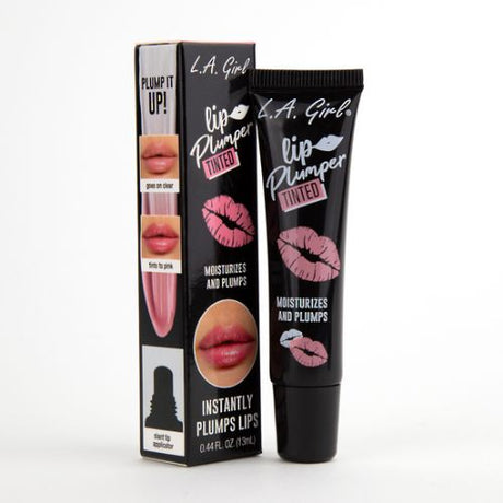 LA Girl Prep & Prime Lip Plumper providing a cinnamon tingle for fuller lips, transitioning from clear to pink, hydrating formula.
