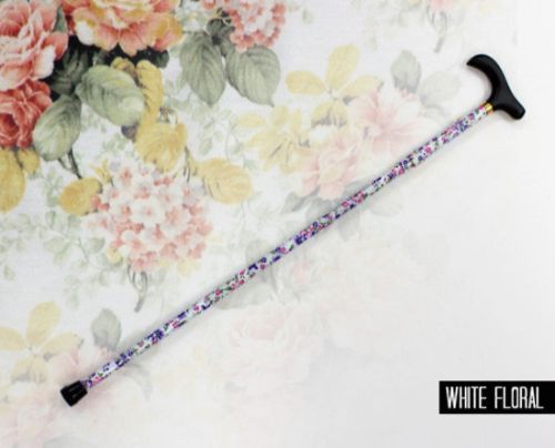 Folding Walking Stick - White Floral