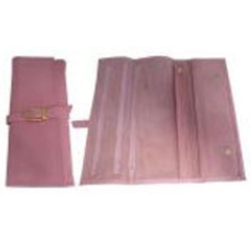 Jewellery Roll - Light Pink - Genuine Leather