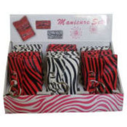 Zebra Red/White Manicure Set 6pc Display - 12pcs