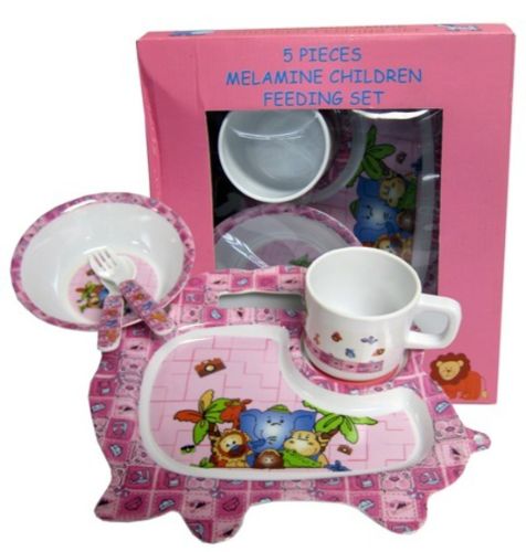 Children's Melamine 5pc Dinner Set Pink
