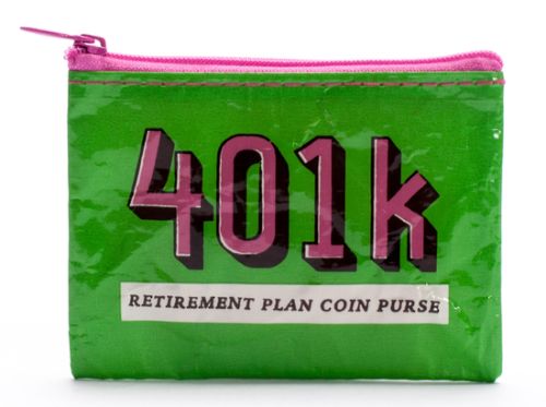 Eco-friendly Coin Purse - 401k, 3x4 inches, features playful design by Curtis Jinkins for organizing coins and cash.