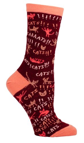 Whimsical cat-themed socks made from soft cotton blend, perfect for cat lovers and cozy everyday wear.