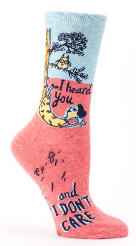 Playful women's socks featuring 'I Heard You & I Don't Care' message, crafted for comfort and individuality.