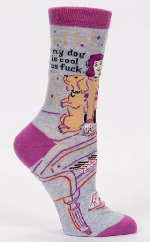 Quirky 'My Dog Is Cool As Fuck' socks for women, comfortable and stylish, perfect for dog lovers and casual wear.